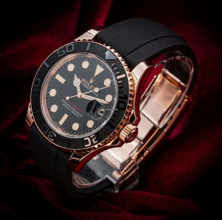 Yacht Master Style Watch with Date, PVC Strap & Rolex Box