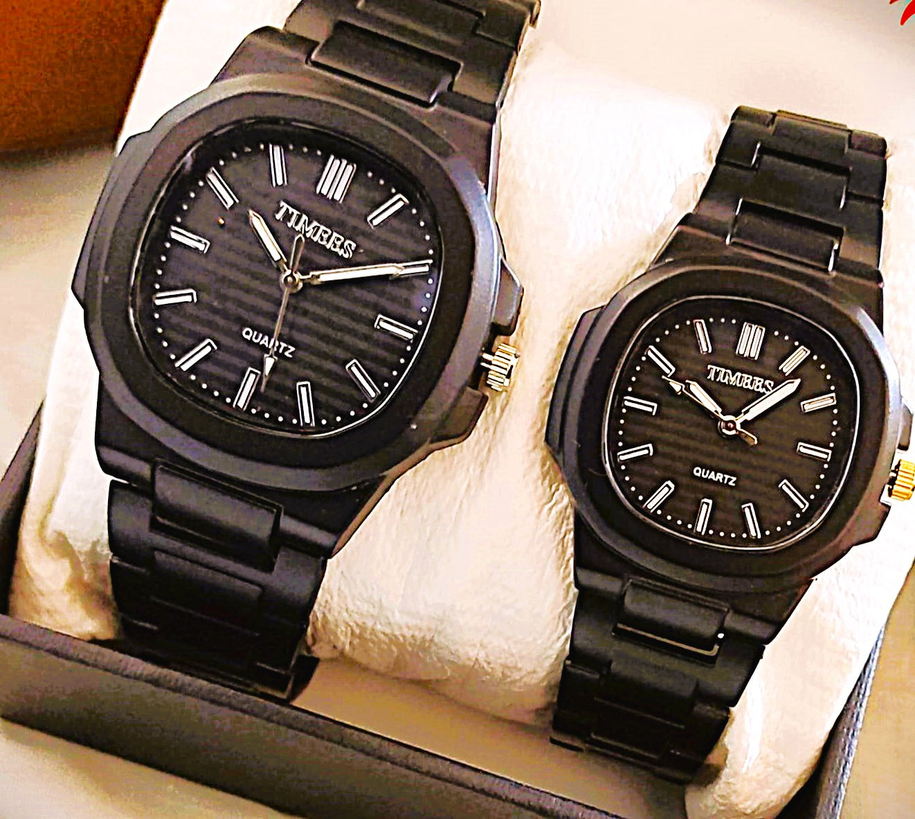 Black Aura Couple watch With Free couple Ring