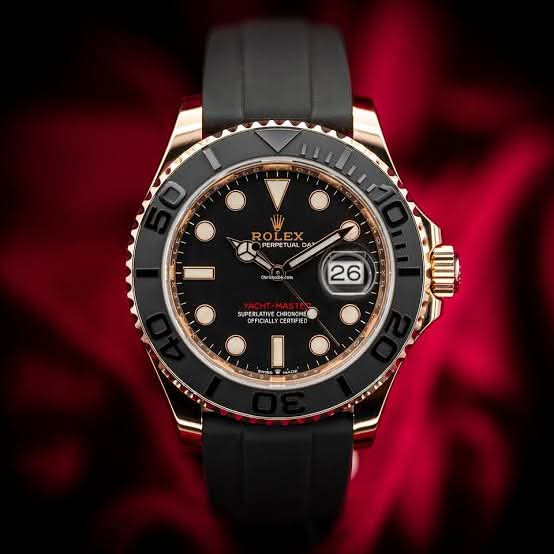 Yacht Master Style Watch with Date, PVC Strap & Rolex Box