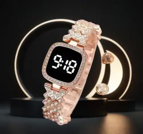 Ladies LED Diamond Watch - Touch Sensor Steel Chain