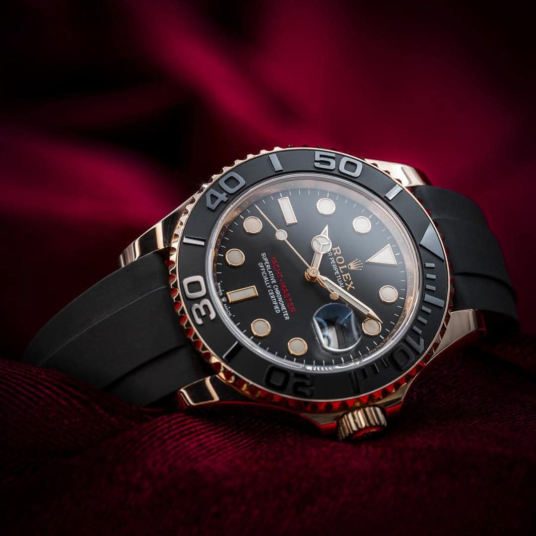Yacht Master Style Watch with Date, PVC Strap & Rolex Box