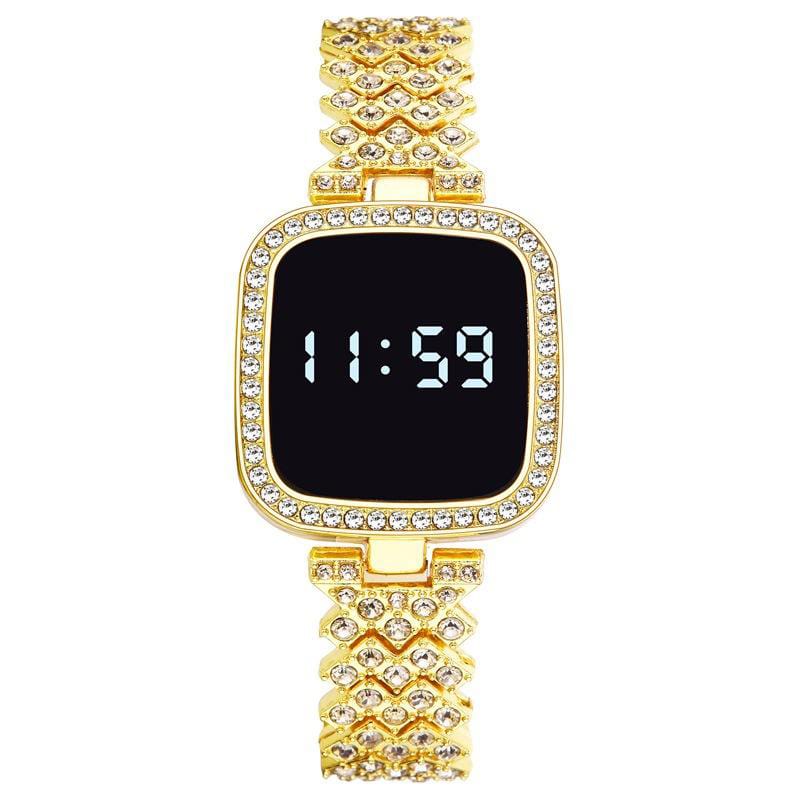 Ladies LED Diamond Watch - Touch Sensor Steel Chain