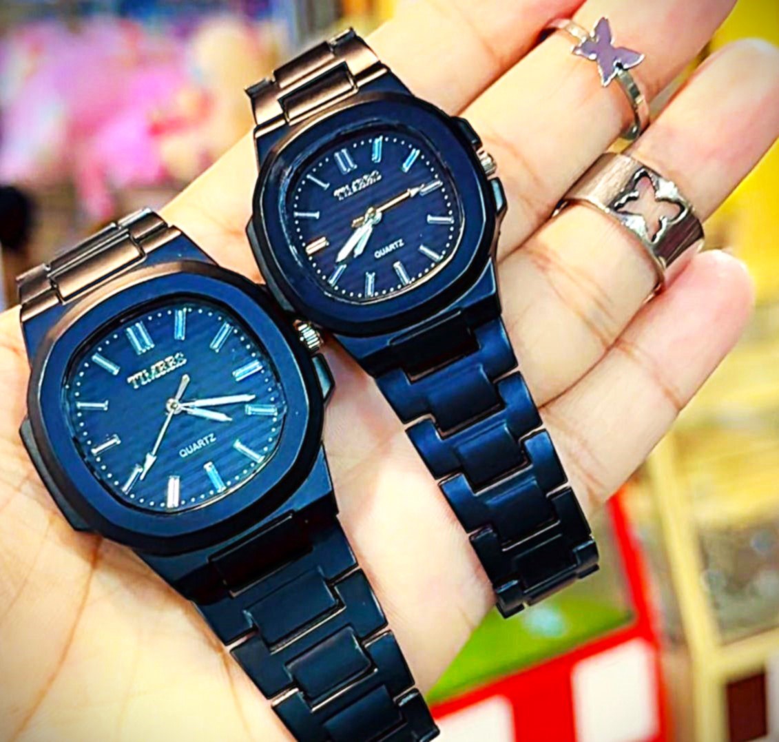 Black Aura Couple watch With Free couple Ring